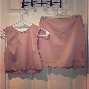 Pale Pink Crop Top and Skirt Set